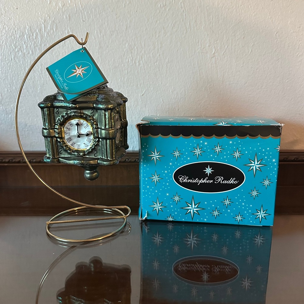 Christopher Radko 2006 Marshall Fields Clock Tower Glass Ornament w/ Box